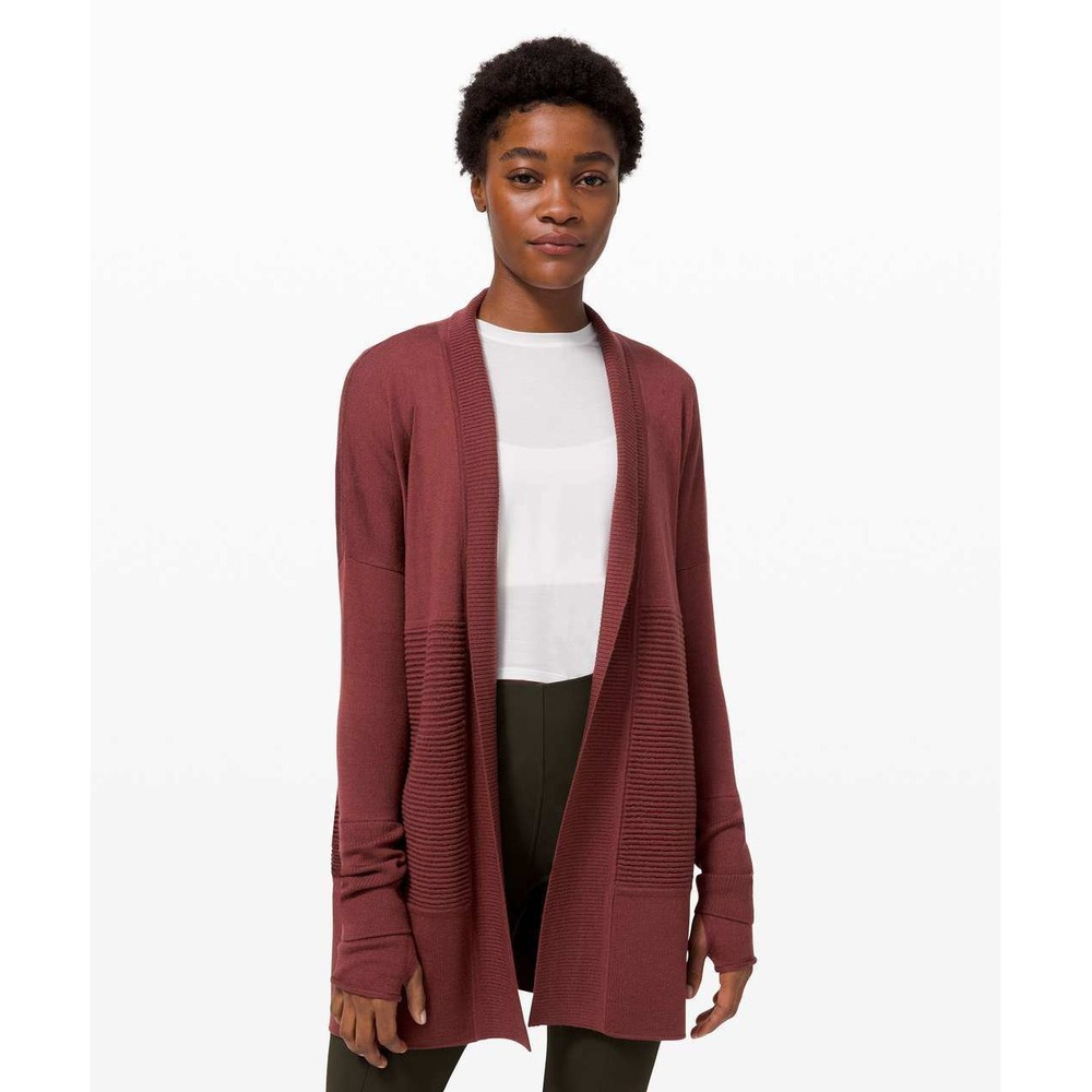 Lululemon Sit In Lotus Wrap II 4 Merino Wool Open Front Longline Sweater
